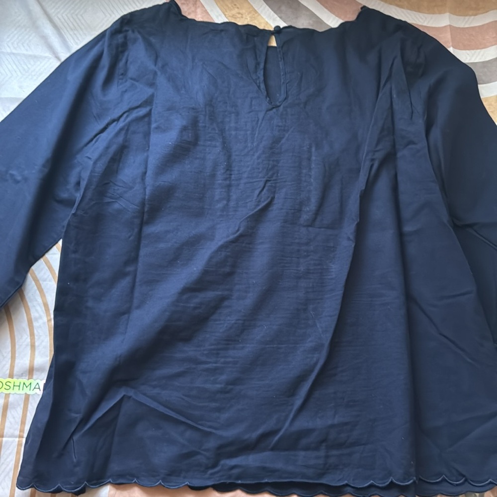 Brooks Brothers Navy Blue Embroidered Long Sleeve Top - Picture 9 of 14